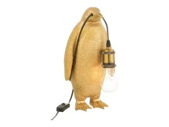 J-Line Lámpara pingüino de resina dorada 18,5x18,5x35cm Dorado