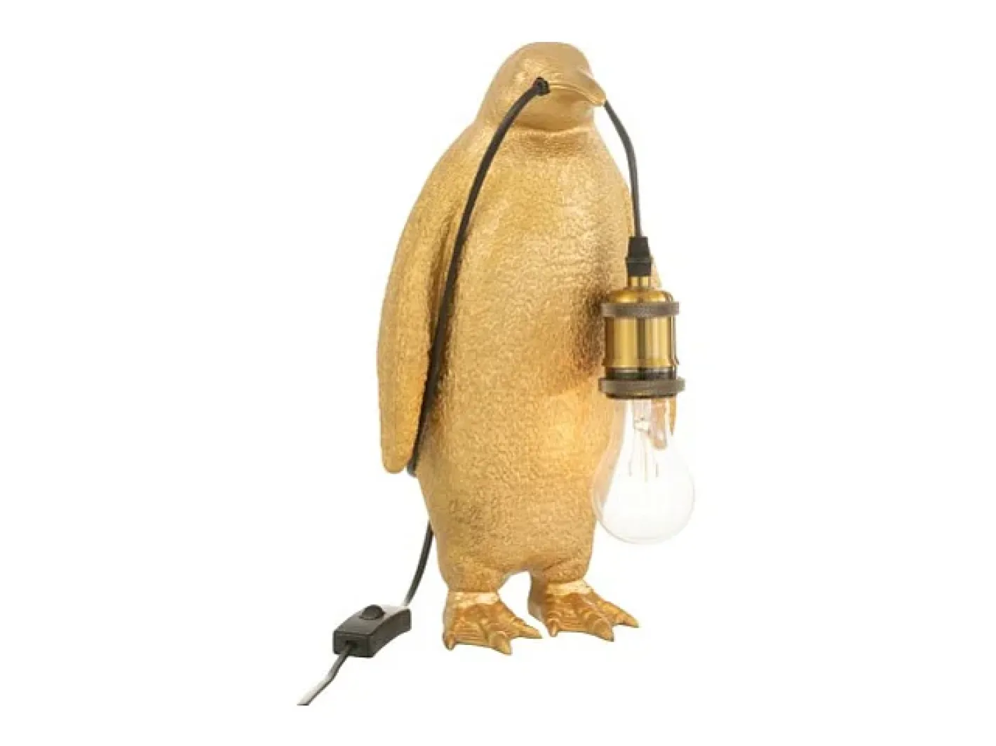 J-Line Lámpara pingüino de resina dorada 18,5x18,5x35cm Dorado