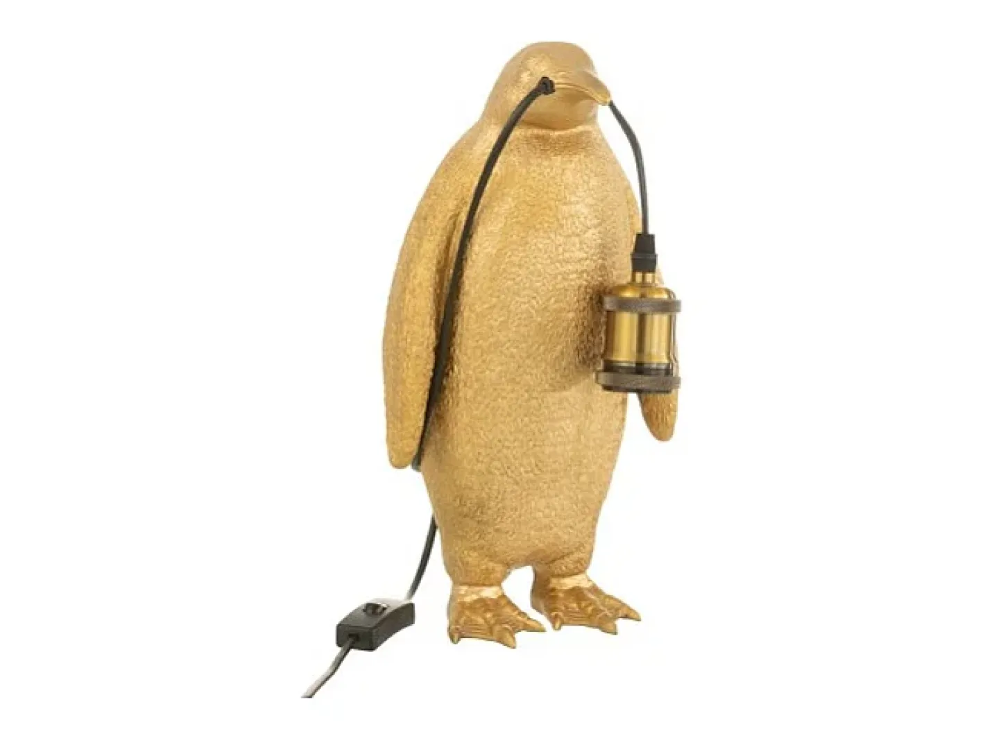 J-Line Lámpara pingüino de resina dorada 18,5x18,5x35cm Dorado
