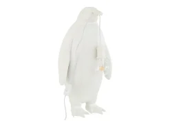 J-Line Lámpara pingüino de resina Blanca 32.5x31x59cm Blanco