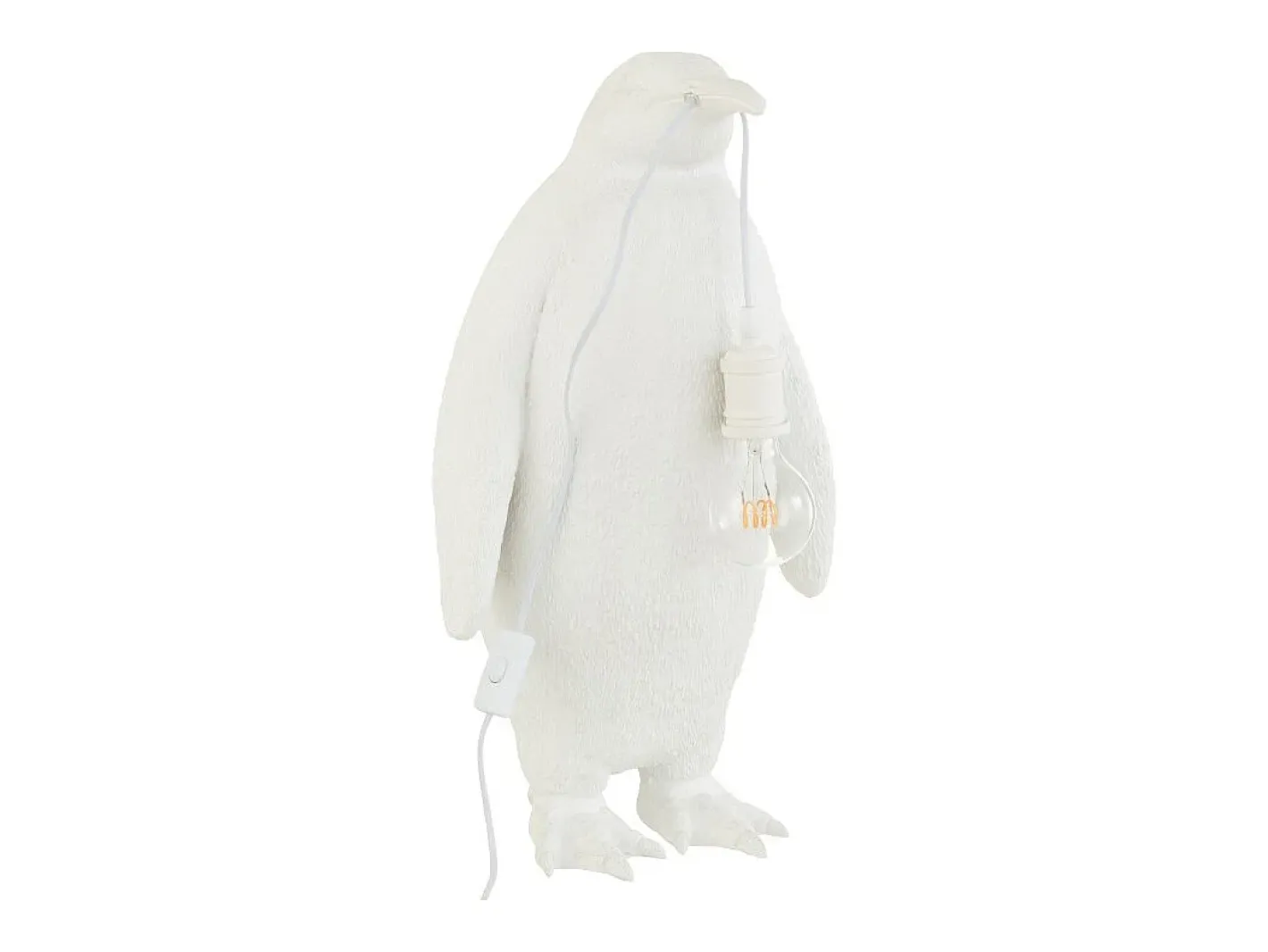 J-Line Lámpara pingüino de resina Blanca 32.5x31x59cm Blanco