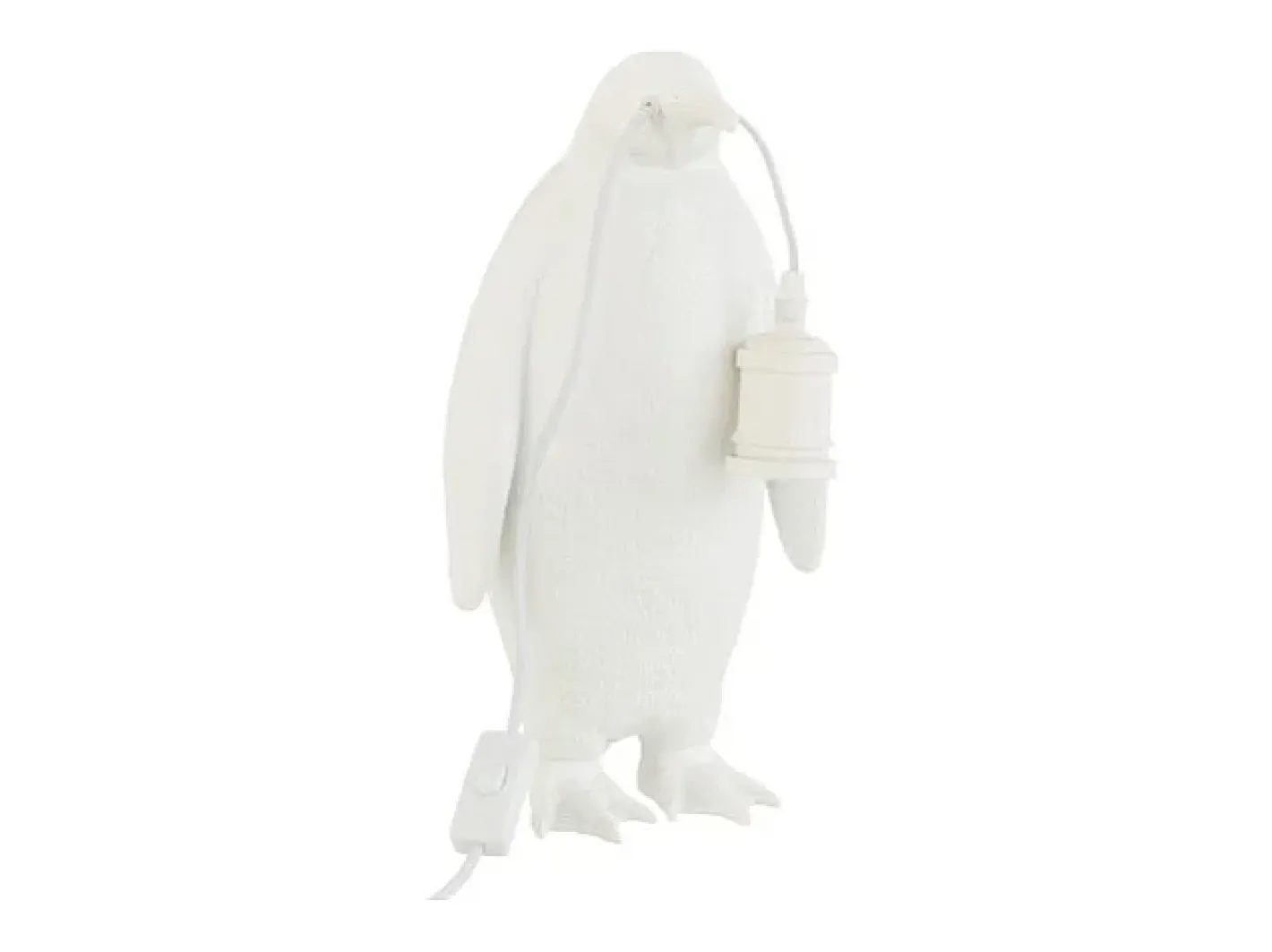 J-Line Lámpara De Mesa-Lámpara pingüino de resina Blanca 18.5x18.5x35cm Blanco