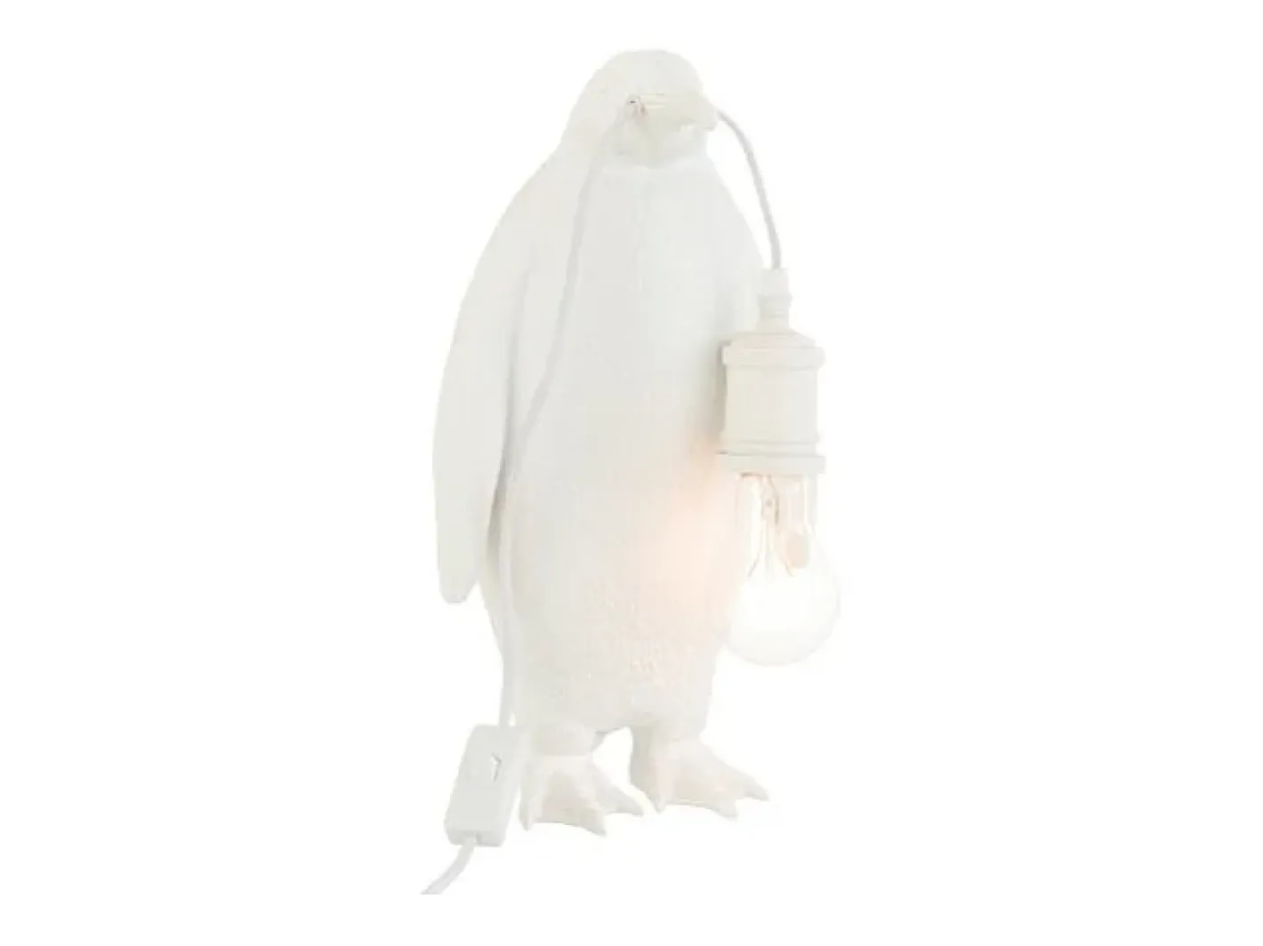 J-Line Lámpara De Mesa-Lámpara pingüino de resina Blanca 18.5x18.5x35cm Blanco