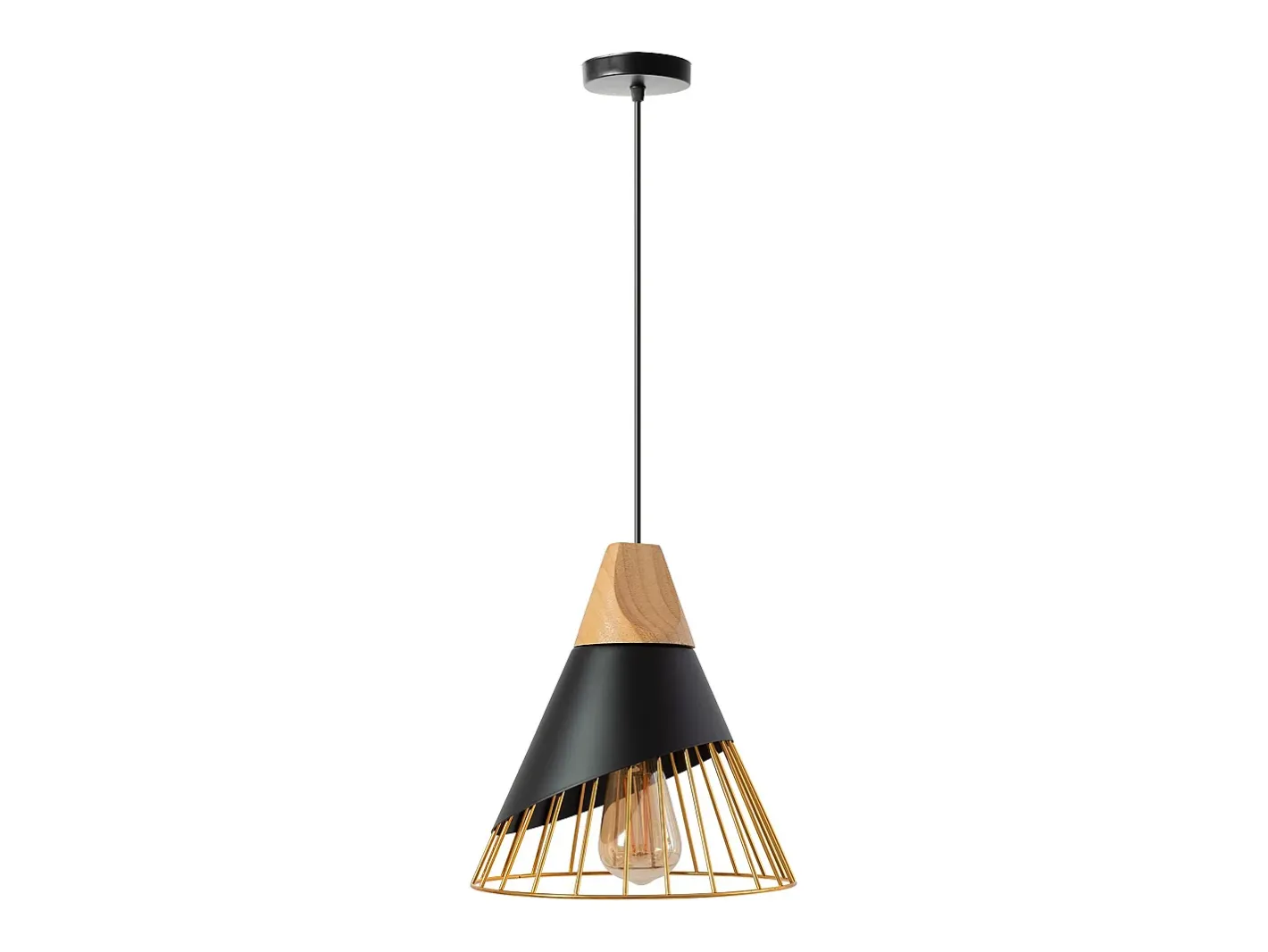 Lámpara Suspendida-Lámpara Toolight App224-1Cp Black Gold Negro