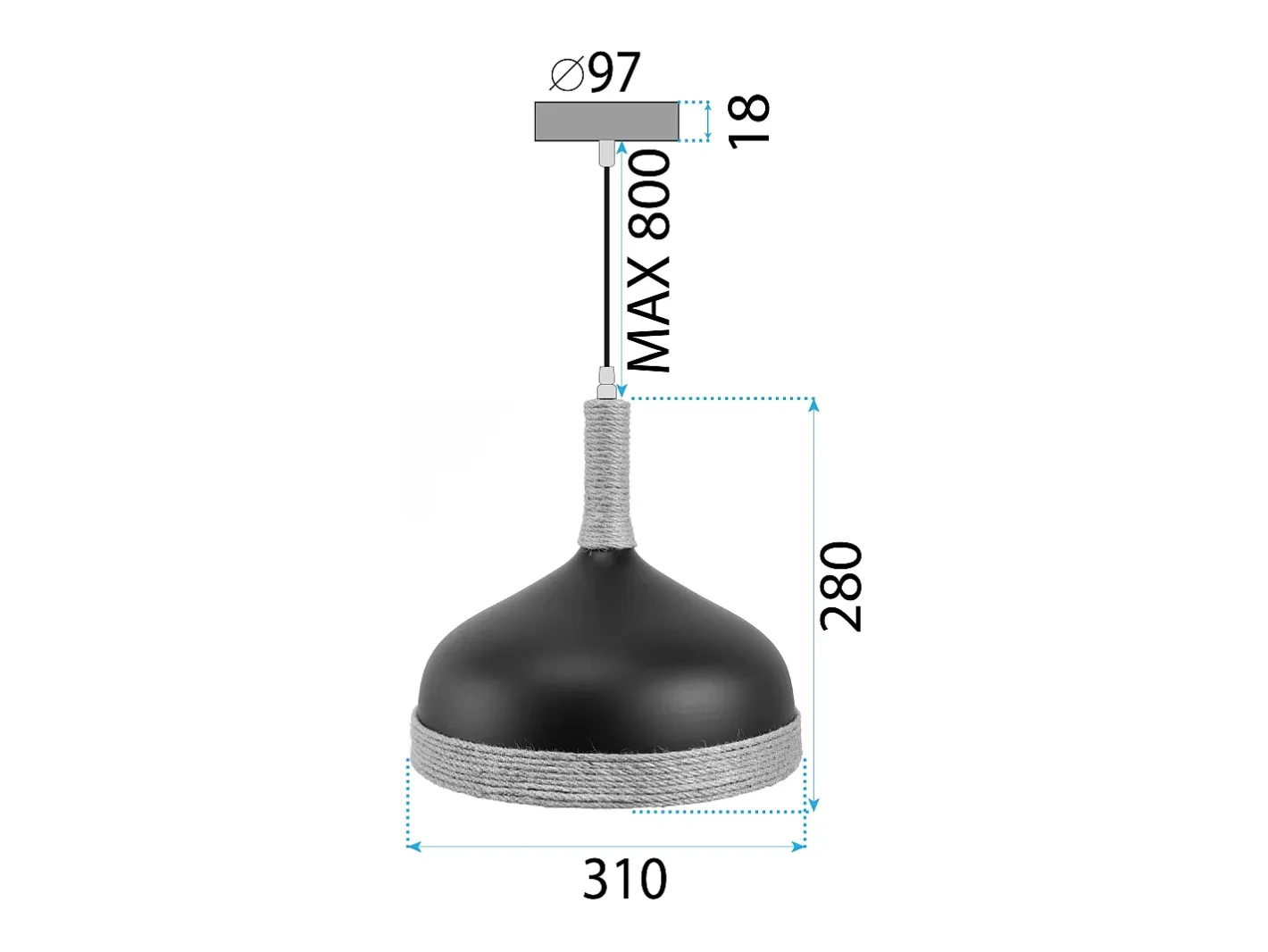 Lámpara Toolight App1421-1Cp Black Negro