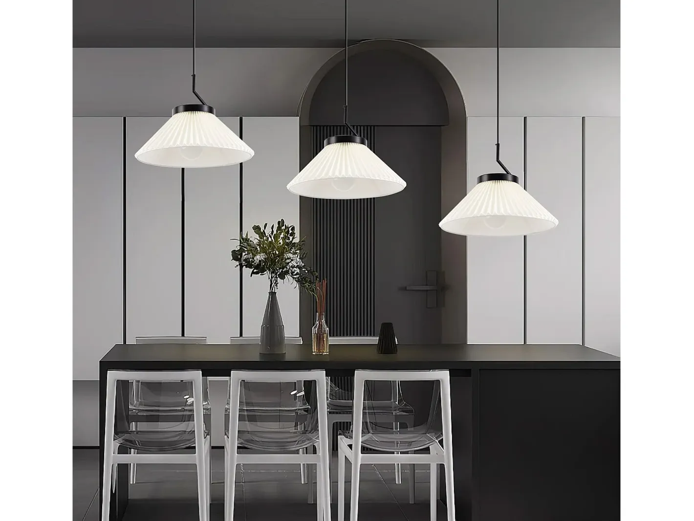 Lámpara Suspendida-Lámpara Toolight App1670-1Cp Black White Negro