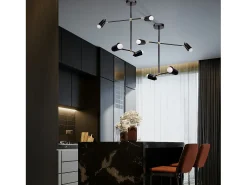 Lámpara Suspendida-Lámpara Toolight App1708-4Cp Black Gold Dorado