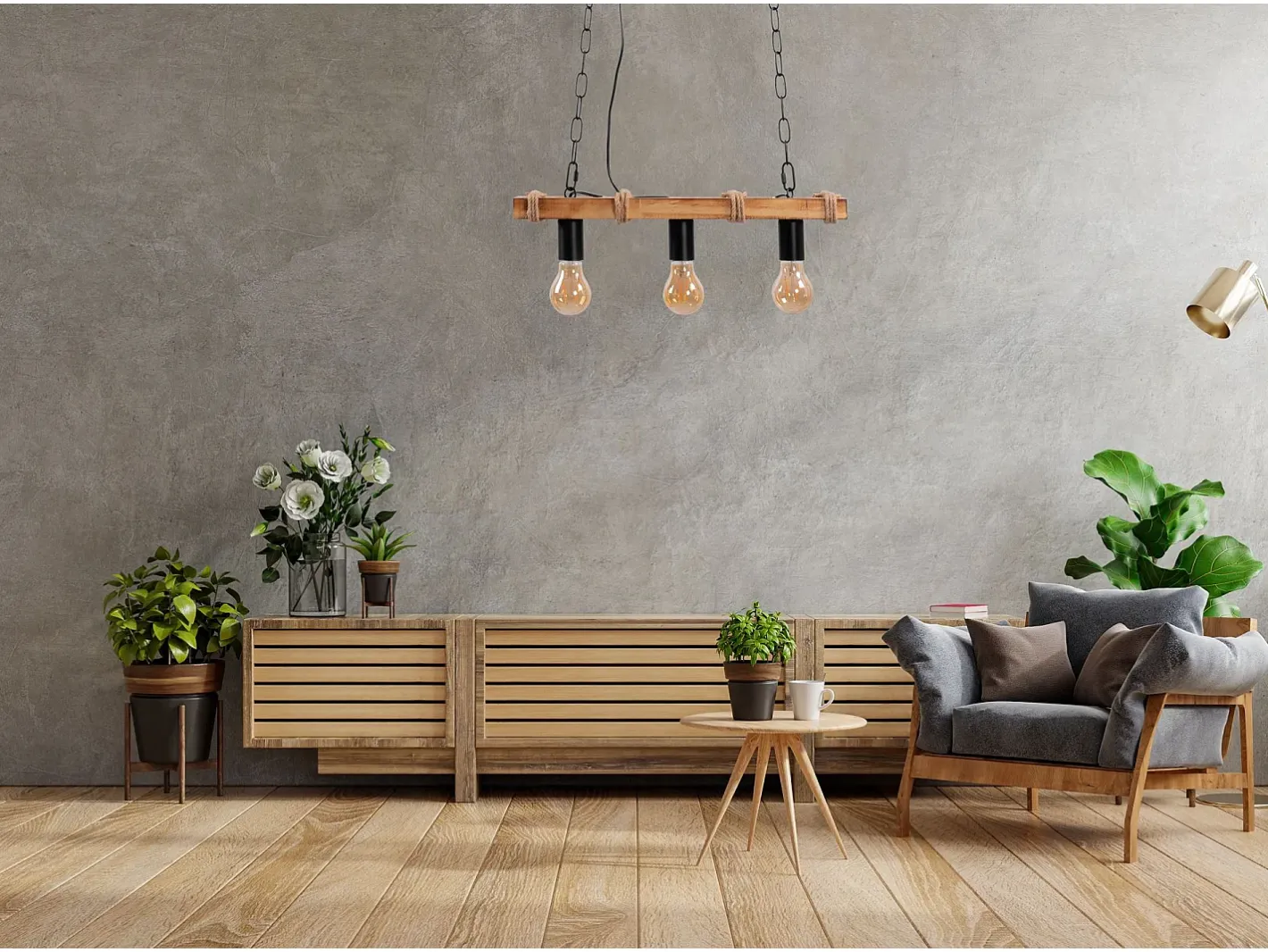 Lámpara Suspendida-Lámpara Toolight App1319-3Cp Black Negro