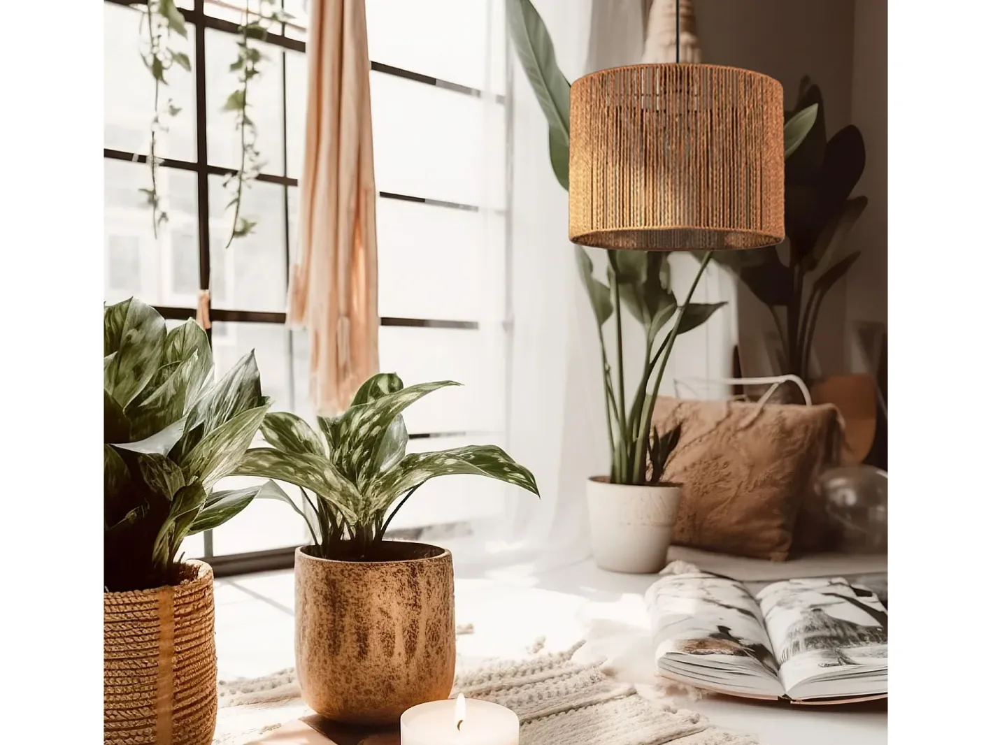 Discount Lámpara Toolight App1323-1Cp Boho 25Cm Brown Marru00f3n