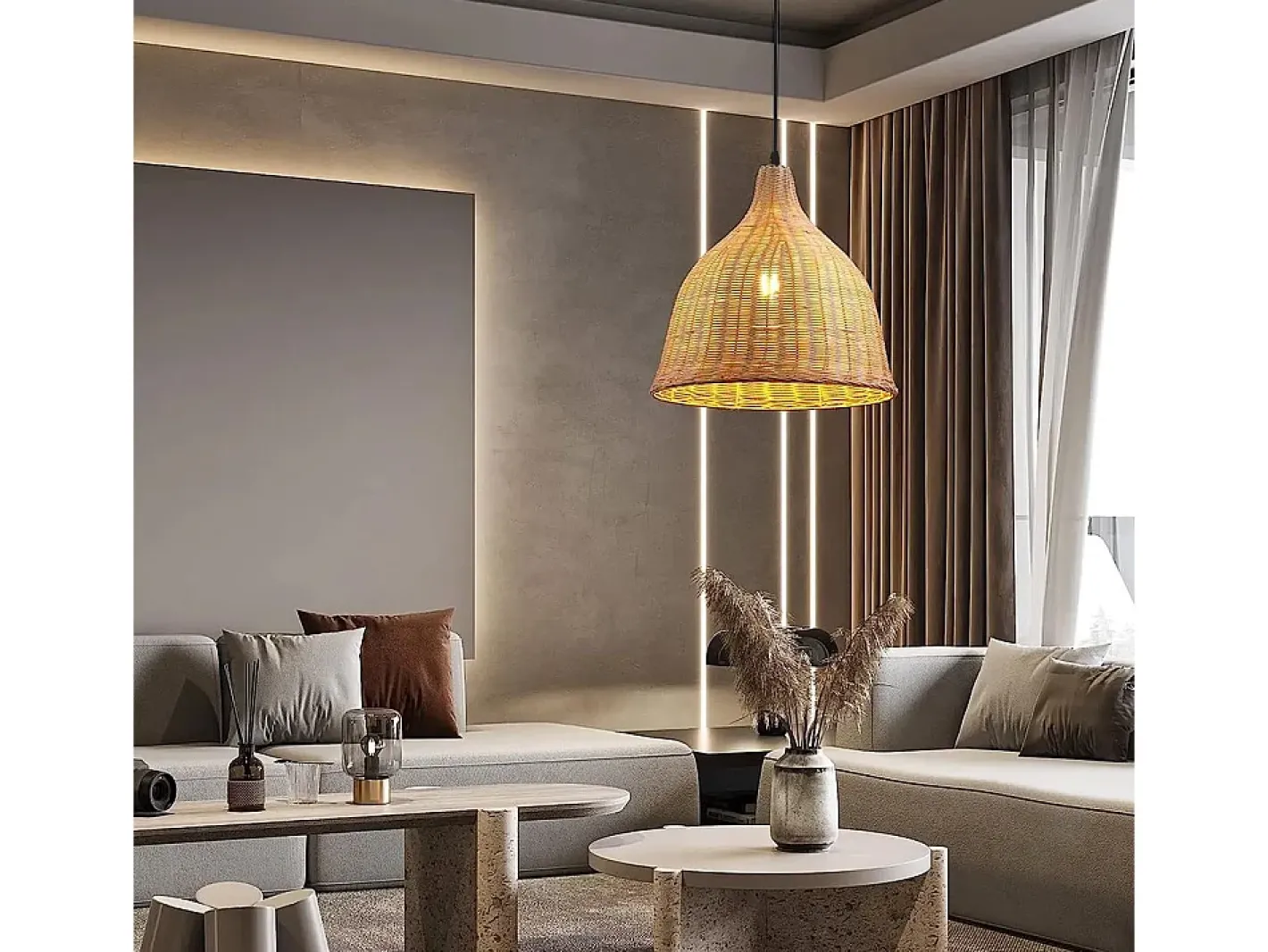 Lámpara Suspendida-Lámpara Toolight App1647-1Cp Boho Beige