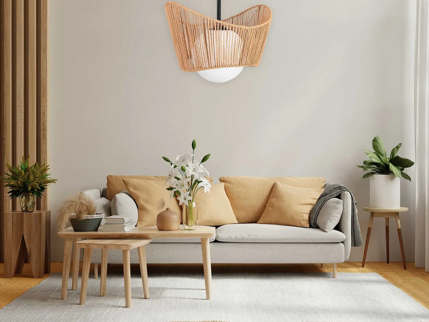 Lámpara Toolight App1589-1Cp Boho Beige New