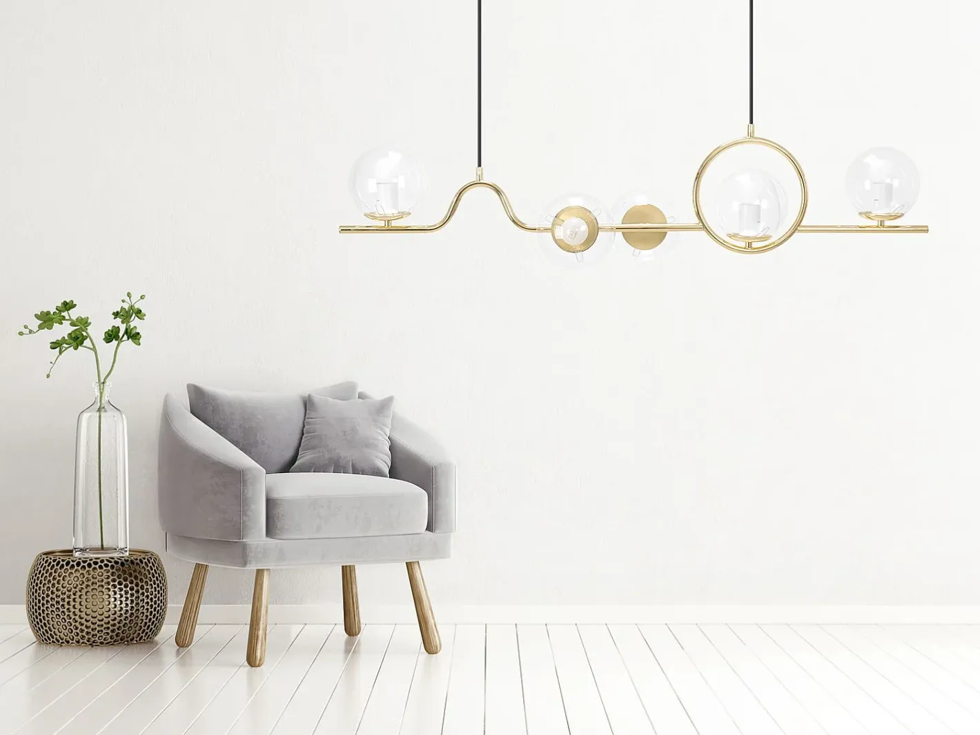 Lámpara Suspendida-Lámpara Toolight App1023-5Cp Gold Dorado