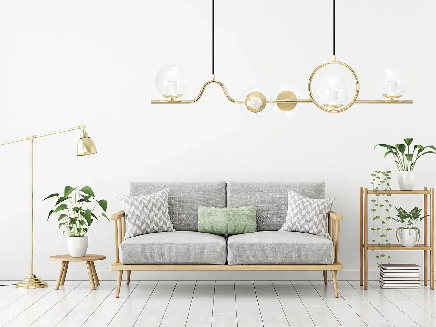 Lámpara Suspendida-Lámpara Toolight App1023-5Cp Gold Dorado