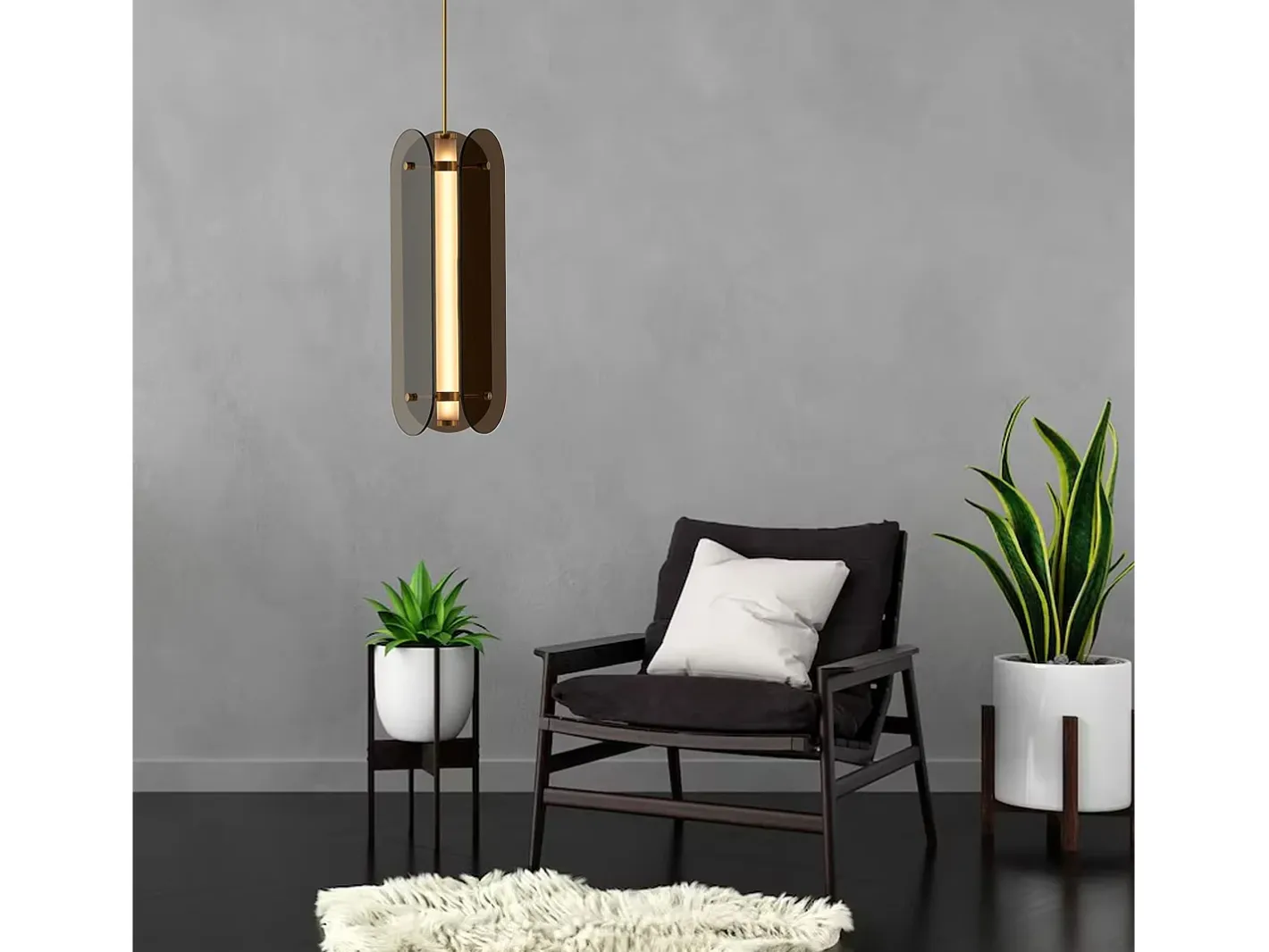 Lámpara Suspendida-Lámpara Toolight App1676-Cp Long Black Negro