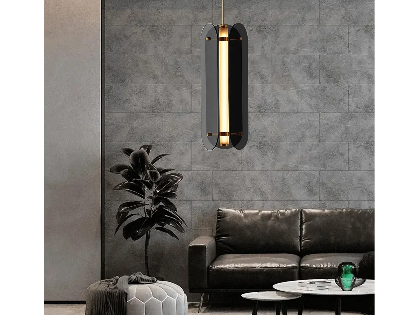 Lámpara Suspendida-Lámpara Toolight App1676-Cp Long Black Negro