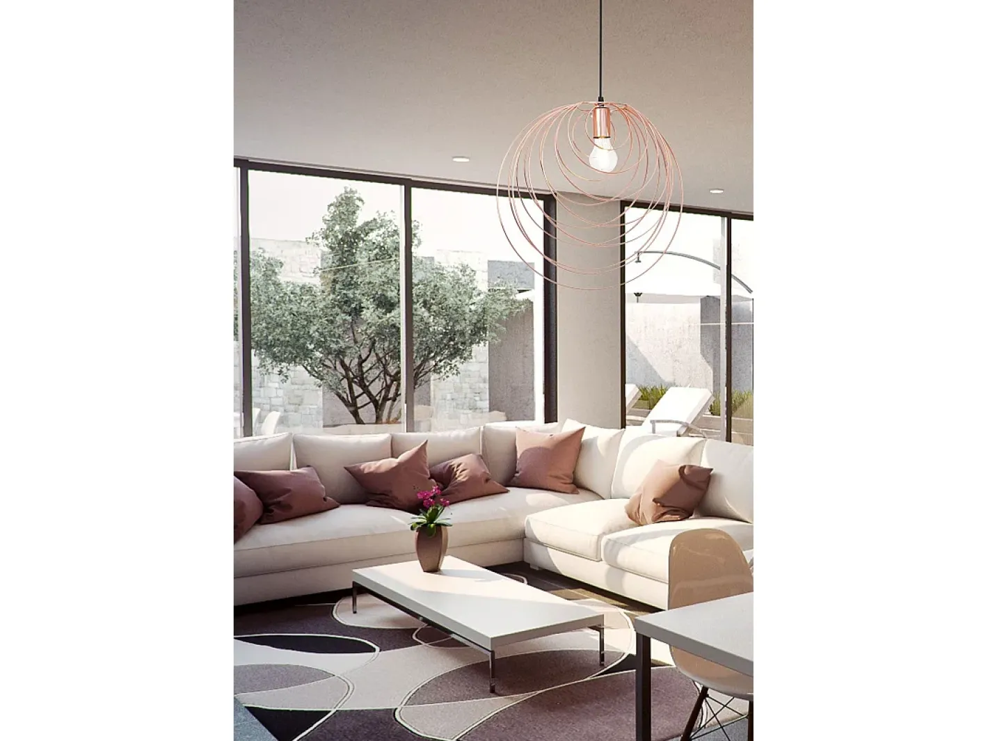 Lámpara Suspendida-Lámpara Toolight App427-1Cp Rose Gold Rosa
