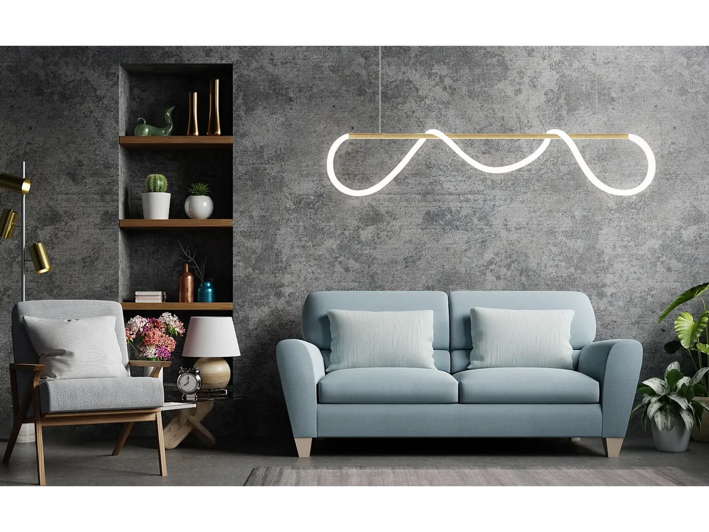 Lámpara Toolight Led App854-Cp Long Gold Dorado Outlet