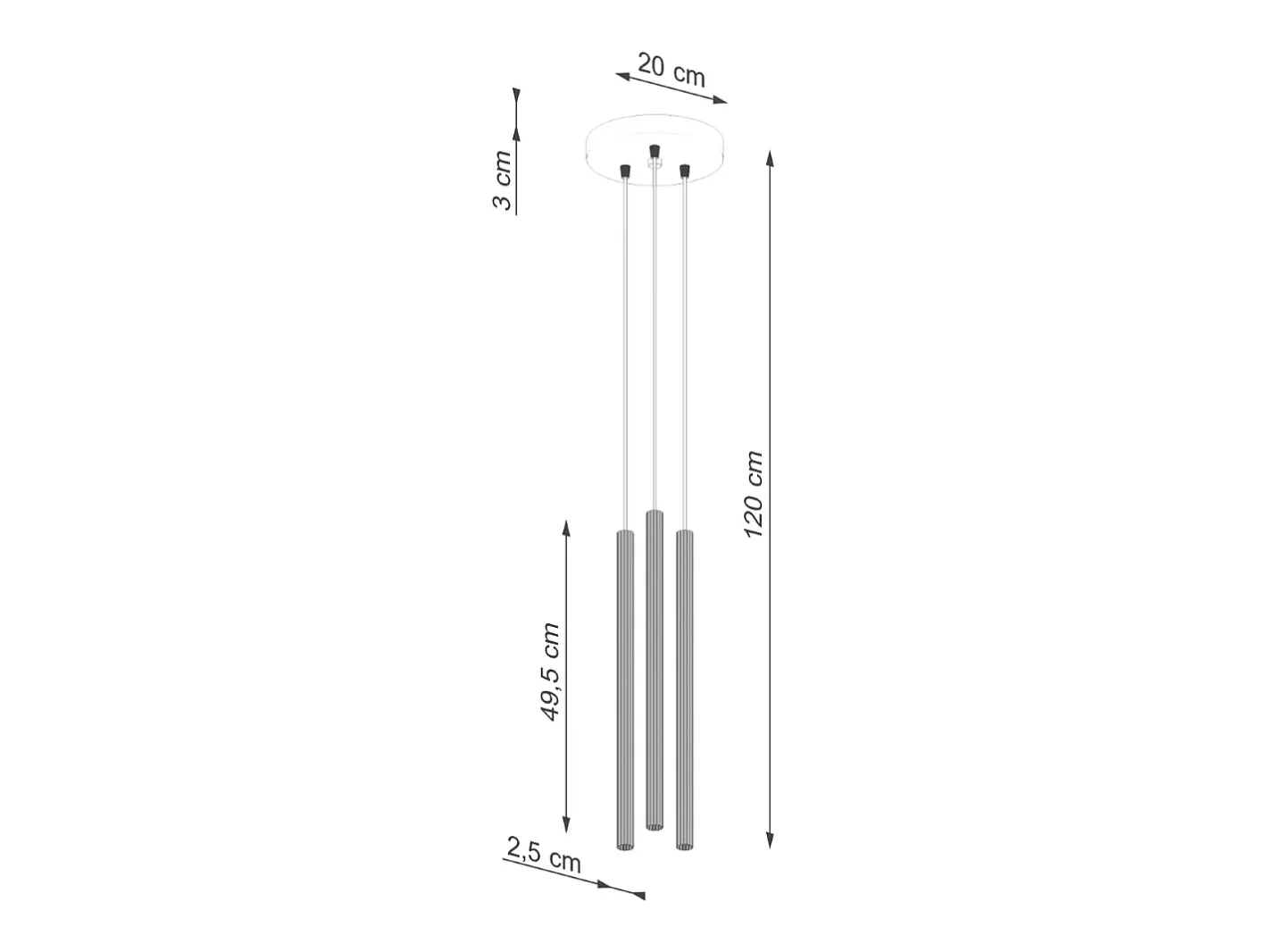 Sollux Lighting Lámpara Suspendida-Lámparas Colgantes Arche Moderno De Acero - 3 Fuentes Luminosas - L.20 X A.120 Cm - Negro