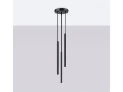 Sollux Lighting Lámpara Suspendida-Lámparas Colgantes Arche Moderno De Acero - 3 Fuentes Luminosas - L.20 X A.120 Cm - Negro