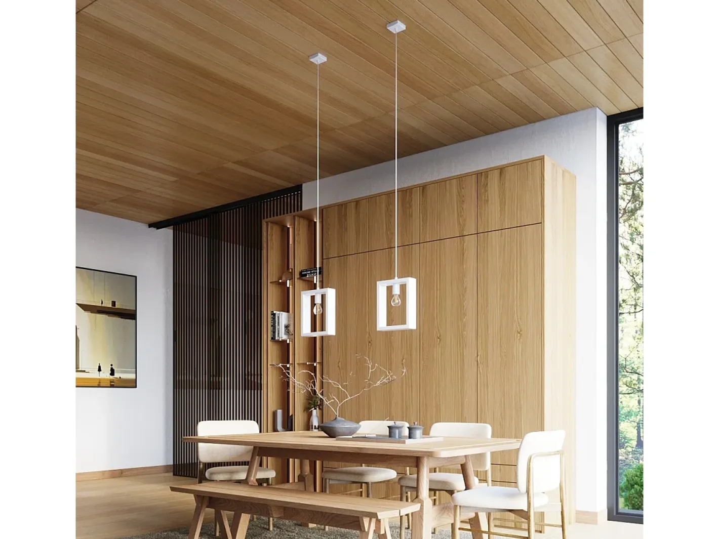 Sollux Lighting Lámparas Colgantes Aries Escandinavo De Acero/Madera - 1 Fuentes Luminosas - L.24 X A.133 Cm - Blanco Sale