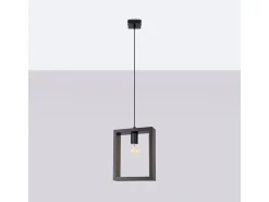 Sollux Lighting Lámparas Colgantes Aries Escandinavo De Acero/Madera - 1 Fuentes Luminosas - L.24 X A.133 Cm - Wengué Negro Hot