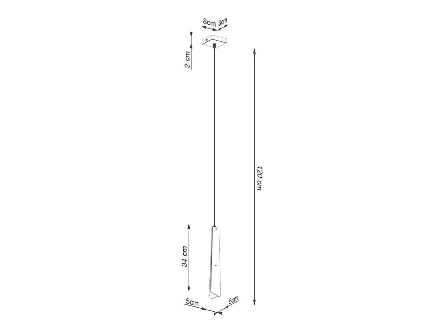 Hot Sollux Lighting Lámparas colgantes Astel escandinavo de acero - 1 fuentes luminosas 4000K - L.8 x A.120 cm - Negro