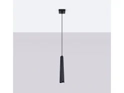 Sollux Lighting Lámpara Suspendida-Lámparas colgantes Astel escandinavo de acero - 1 fuentes luminosas 3000K - L.8 x A.120 cm - Negro