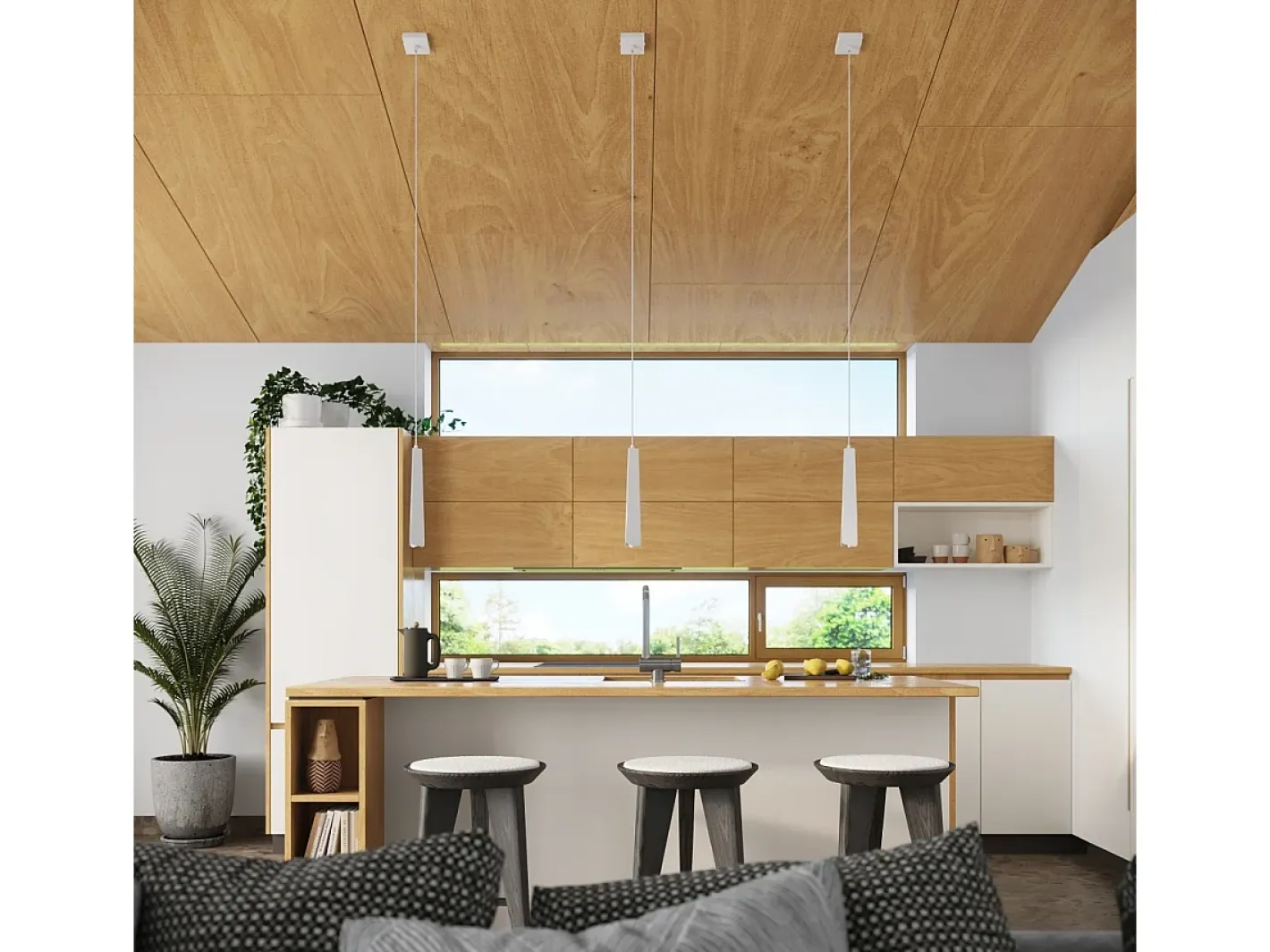 Sollux Lighting Lámparas colgantes Astel escandinavo de acero - 1 fuentes luminosas 3000K - L.8 x A.120 cm - Blanco
