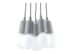 Discount Sollux Lighting Lámparas colgantes Astis moderno de CLORURO DE POLIVINILO - 5 fuentes luminosas 3000K - L.25 x A.90 cm - Gris
