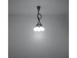 Discount Sollux Lighting Lámparas colgantes Astis moderno de CLORURO DE POLIVINILO - 5 fuentes luminosas 3000K - L.25 x A.90 cm - Gris