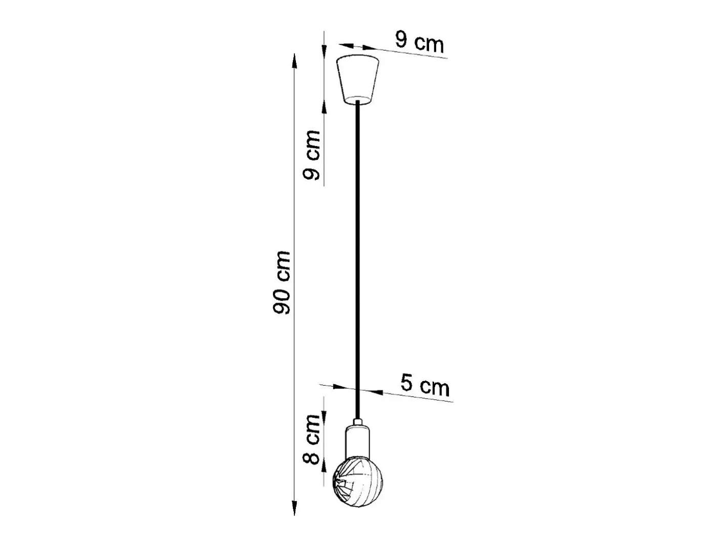 Sollux Lighting Lámparas colgantes Astis moderno de CLORURO DE POLIVINILO - 1 fuentes luminosas 4000K - L.9 x A.90 cm - Amarillo Sale