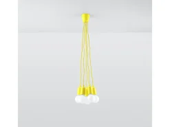 Outlet Sollux Lighting Lámparas colgantes Astis moderno de CLORURO DE POLIVINILO - 5 fuentes luminosas 3000K - L.25 x A.90 cm - Amarillo
