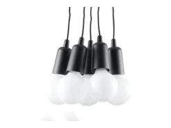 Sale Sollux Lighting Lámparas colgantes Astis moderno de CLORURO DE POLIVINILO - 5 fuentes luminosas 3000K - L.25 x A.90 cm - Negro