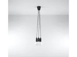 Sollux Lighting Lámparas colgantes Astis moderno de CLORURO DE POLIVINILO - 3 fuentes luminosas 3000K - L.15 x A.90 cm - Negro Hot
