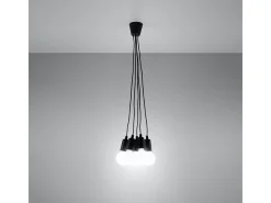Sollux Lighting Lámparas colgantes Astis moderno de CLORURO DE POLIVINILO - 5 fuentes luminosas 4000K - L.25 x A.90 cm - Negro Discount