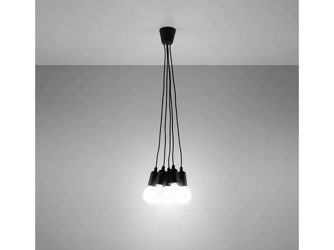 Sollux Lighting Lámparas colgantes Astis moderno de CLORURO DE POLIVINILO - 5 fuentes luminosas 4000K - L.25 x A.90 cm - Negro Discount