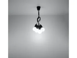 Sollux Lighting Lámparas colgantes Astis moderno de CLORURO DE POLIVINILO - 5 fuentes luminosas 4000K - L.25 x A.90 cm - Negro Discount