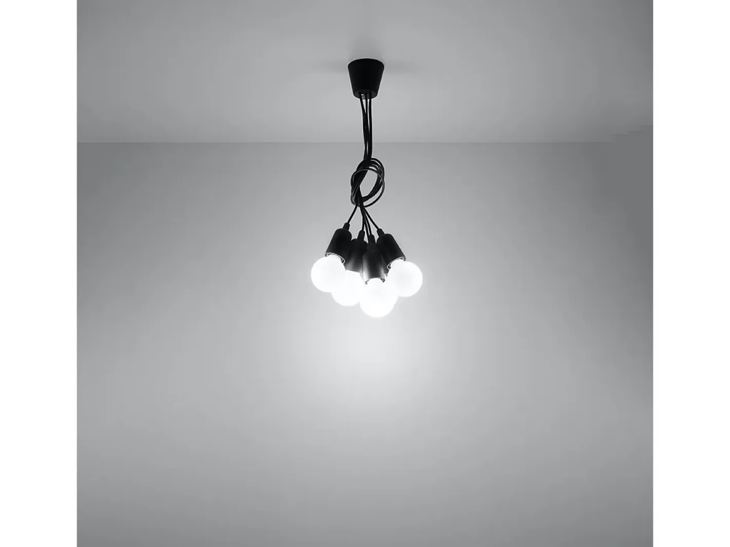 Sollux Lighting Lámparas colgantes Astis moderno de CLORURO DE POLIVINILO - 5 fuentes luminosas 4000K - L.25 x A.90 cm - Negro Discount