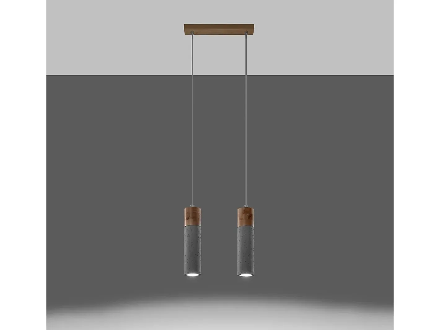 Sollux Lighting Lámparas colgantes Avier industrial de betoNo aplicablerewno - 2 fuentes luminosas 4000K - L.30 x A.120 cm - /madera natural Gris