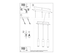 Sollux Lighting Lámparas colgantes Avier industrial de betoNo aplicablerewno - 3 fuentes luminosas 4000K - L.45 x A.120 cm - /madera natural Gris Discount
