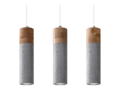 Sollux Lighting Lámparas colgantes Avier industrial de betoNo aplicablerewno - 3 fuentes luminosas 4000K - L.45 x A.120 cm - /madera natural Gris Discount