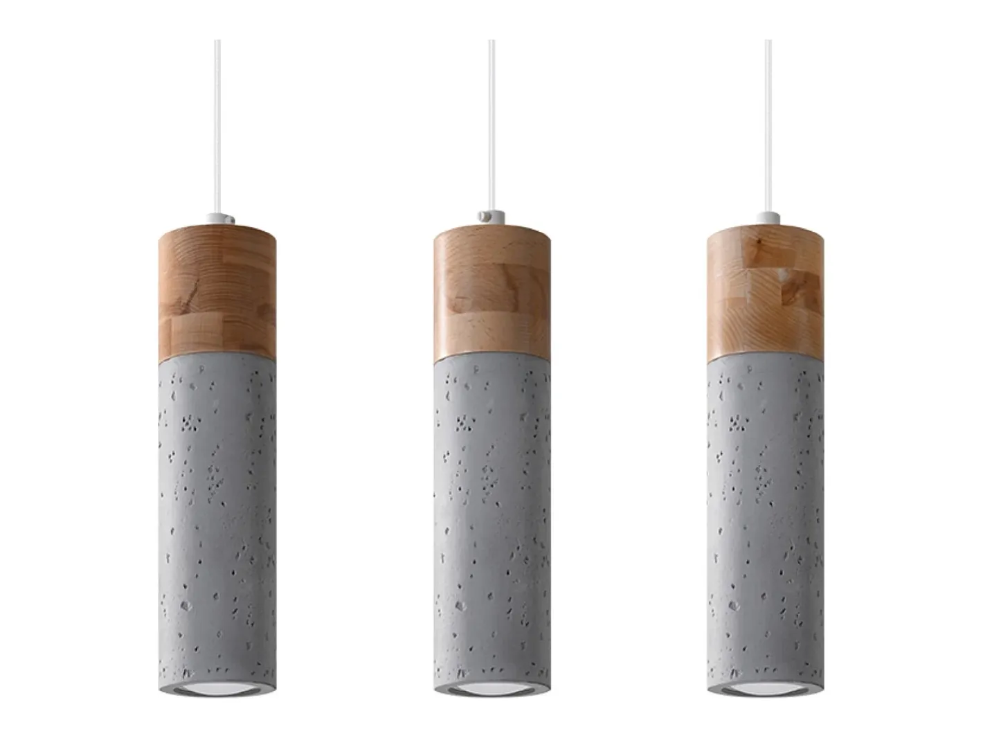 Sollux Lighting Lámparas colgantes Avier industrial de betoNo aplicablerewno - 3 fuentes luminosas 4000K - L.45 x A.120 cm - /madera natural Gris Discount