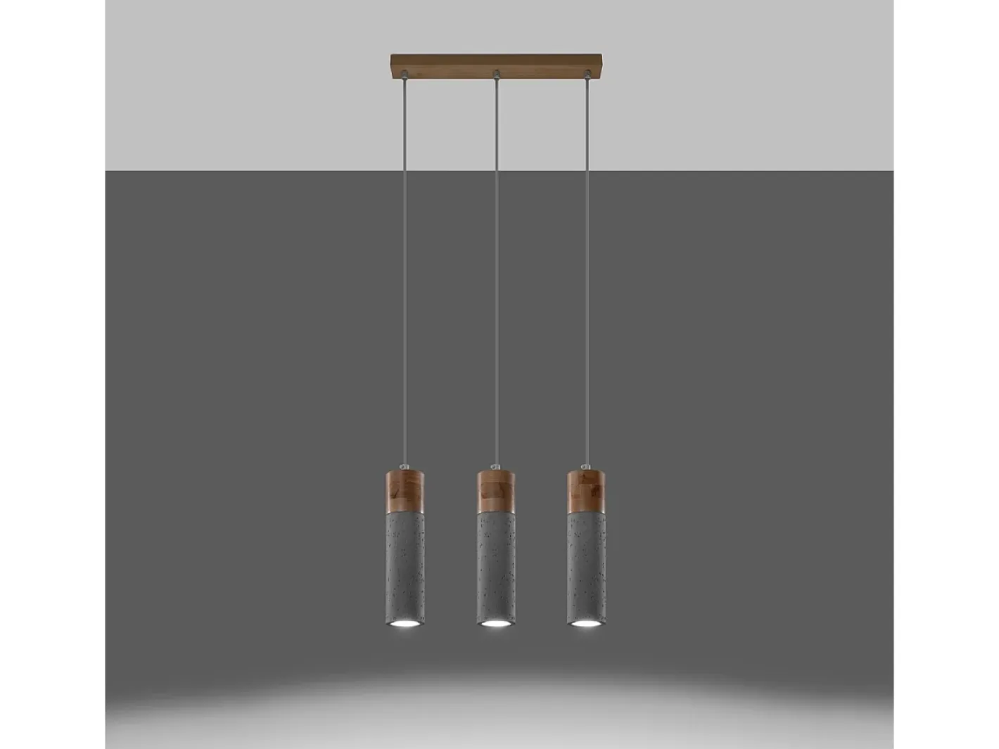 Sollux Lighting Lámparas colgantes Avier industrial de betoNo aplicablerewno - 3 fuentes luminosas 4000K - L.45 x A.120 cm - /madera natural Gris Discount