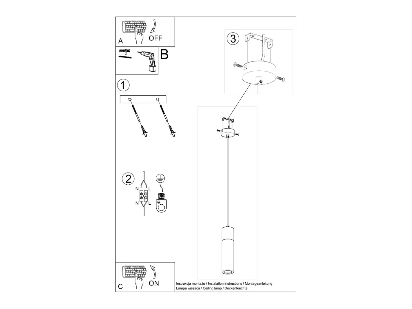 Sollux Lighting Lámparas colgantes Avier industrial de betoNo aplicablerewno - 1 fuentes luminosas 3000K - L.10 x A.120 cm - /madera natural Gris Sale