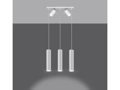 Sollux Lighting Lámpara Suspendida-Lámparas colgantes Briix moderno de acero - 5 fuentes luminosas 4000K - L.45 x A.100 cm - Blanco