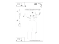 Sollux Lighting Lámpara Suspendida-Lámparas colgantes Briix moderno de acero - 5 fuentes luminosas 4000K - L.45 x A.100 cm - Blanco