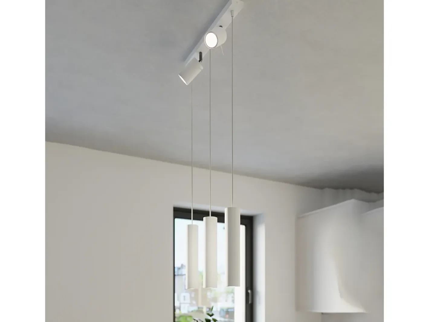 Sollux Lighting Lámpara Suspendida-Lámparas colgantes Briix moderno de acero - 5 fuentes luminosas 4000K - L.45 x A.100 cm - Blanco