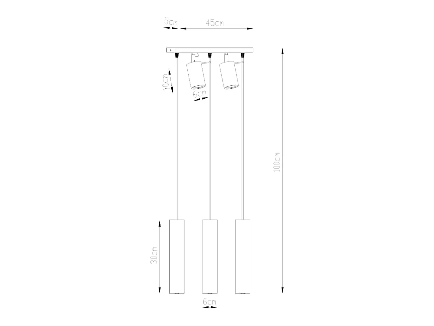 Clearance Sollux Lighting Lámparas colgantes Briix moderno de acero - 5 fuentes luminosas 3000K - L.45 x A.100 cm - Blanco