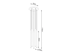 Sollux Lighting Lámparas colgantes Brill moderno de acero - 5 fuentes luminosas 4000K - L.25 x A.110 cm - Dorado New