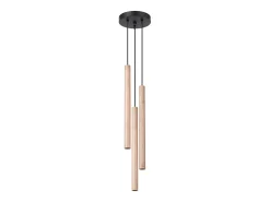 Sollux Lighting Lámpara Suspendida-Lámparas colgantes Brill moderno de acero/madera - 3 fuentes luminosas 3000K - L.19,5 x A.115 cm - madera Color natural claro